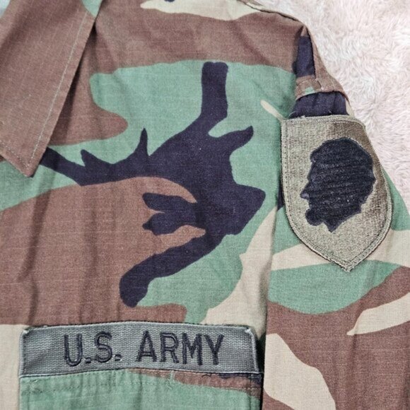 US Military Army Woodland Camouflage Combat Jacket Field Patch Mens Sz L Jungle - Picture 4 of 16